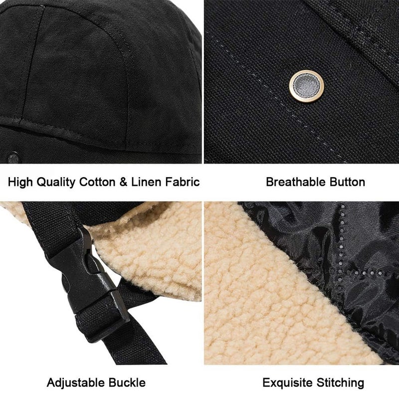 Peicees Vintage Aviator Hat and Goggles Costume Accessories Fur Ear Flaps Trooper Trapper Pilot Cap for Men Women - Image 3